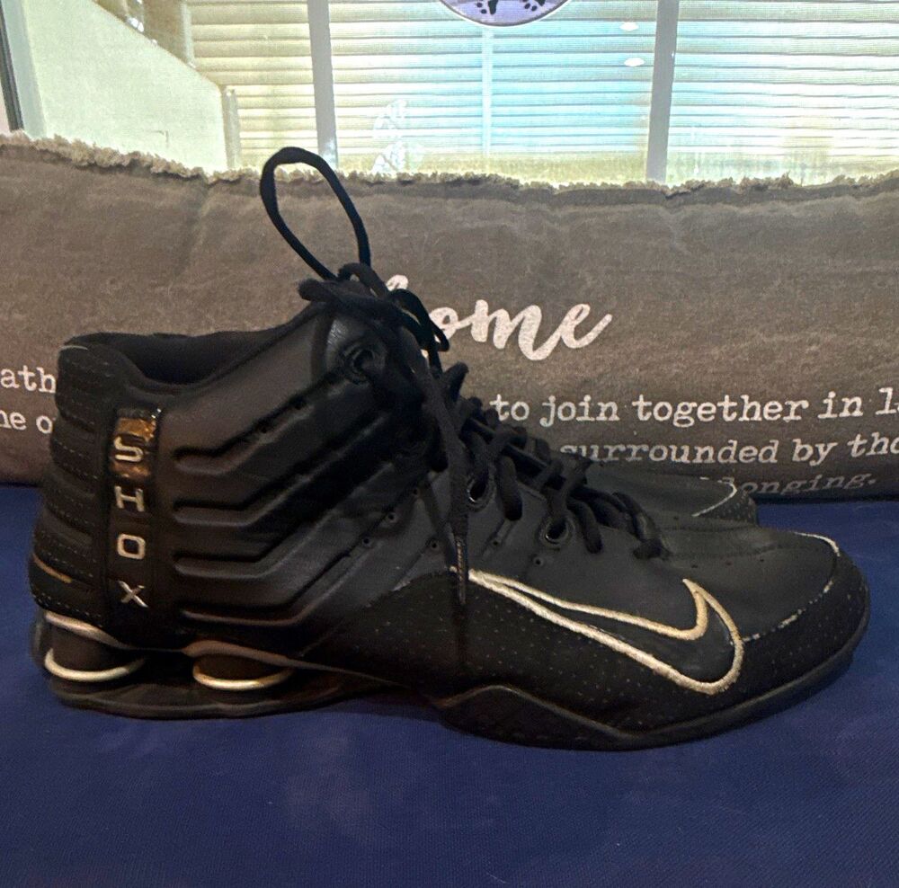 Vintage Nike Shox Men's Mid Top Lace Up Athletic Sneakers Black Silver